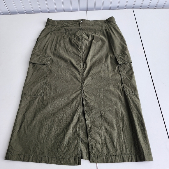 Nicole Miller Skirt Womens Green Cargo Midi Front Zip Cotton Blend Pockets Sz 10 - Picture 7 of 8